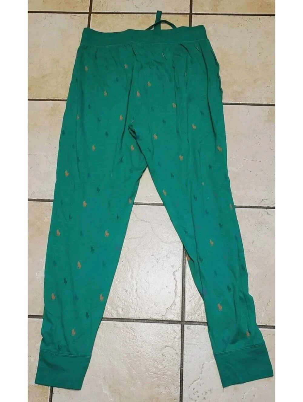 Mens Polo Ralph Lauren Green All Over Pony Player Sleep Pajama Pants M